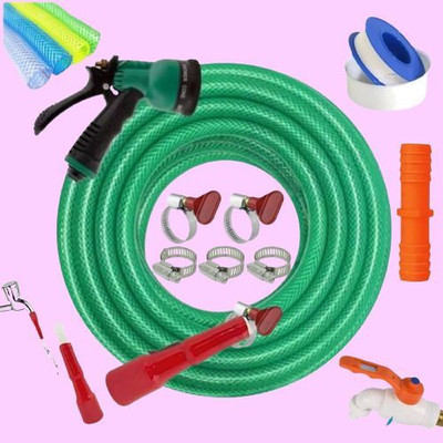 Bzore Hose Pipe - HP7 23 Feet Braided Hose with 8 Flow Water Spray Gun and Accessories Hose Pipe(7 m)