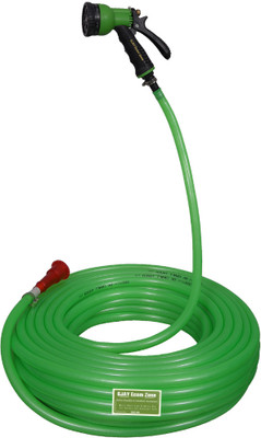 DKCRAFTTOUCH 16 Feet Length Green Color Water Hose with 8 Mode Gun For Garden/Car/bike/Pet Hose Pipe Premium Quality with 8 Pattern Spray Gun Hose Pipe(5 m)