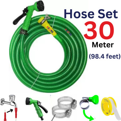 Bzore Braided_MagicGun-30M Premium Braided Hose set with Durable multi flow spray gun Hose Pipe(3000 cm)
