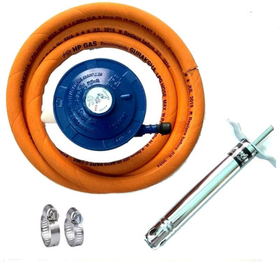 Star R System Original HP gas Suraksha Regulator Zinc Alloy Hose Pipe(1.5 m)