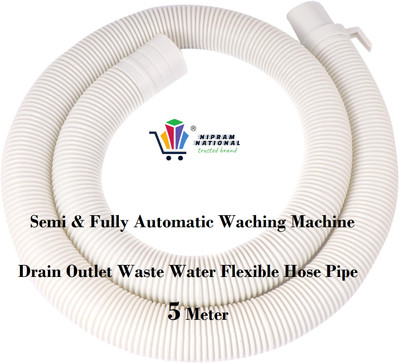 NIPRAM NATIONAL 5 Meter Semi & Fully Automatic Washing Machine Outlet Drain Waste Water Pipe 5 Meter Semi & Fully Automatic Washing Machine Outlet Drain Waste Water Flexible Hose Pipe(5 m)