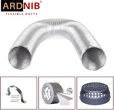 Ardnib 6”Inch Diameter Kitchen Chimney Flexible Aluminium Pipe Kit With Cowl Cap/Tape/ Clamp/6 Feet pipe Length/Suitable For All Brand Of Chimneys Hose Pipe(190 cm)