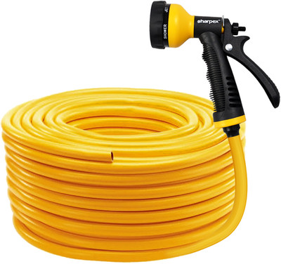 Sharpex Combo Of 30 Meter 0.5 Inch Hose Pipe and High-Pressure Water Gun Nozzle Spray Combo Hose Pipe & Water Gun - 30m, Heavy Duty, Flexible for Garden & Bike Wash Hose Pipe(3000 cm)