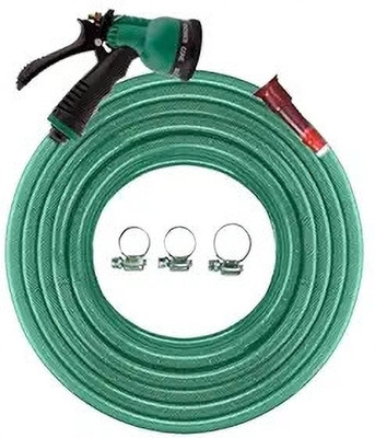RAMA PIPE 3/4 inch (0.75 inch) 30 Meter (100FT) 3 Layered Braided Hose with spray nozzle 3 layered heavy duty braided hose garden pipe Comes with adoptor and clips Hose Pipe(30 m)