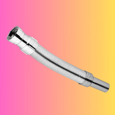 Sparrow Flexible PVC Waste Pipe (2 Piece) with Chrome Finish | Stretchable, Leak-Proof, Rust Resistant & Long-Lasting Connector Pipe for Bathroom & Kitchen Basins/Sinks Hose Pipe(15 m)