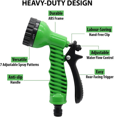 Spazio High Quality Magic Hose Green Multi Spray Gun 40 FT/12 Meter (Pack of 1) (Only Spray Gun In This Package) Hose Pipe(21 cm)