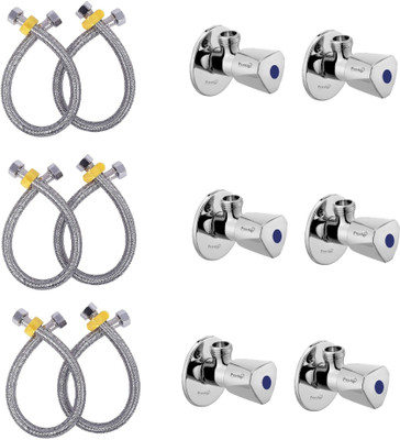 Prestige Acura Angle with 24 Inch SS Connection Pipe for bathroom, and washbasin Hose Pipe(60 cm)