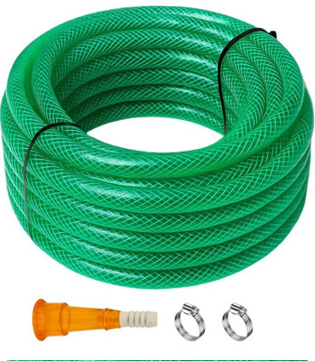 RAMA PIPE 1/2 Inch (0.50 Inch) 20 Meter (65 FEET) 3 Layered Heavy Duty Braided Hose Pipe with tap connectors and clips Hose Pipe(20 m)