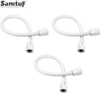 Sanituf CP-1602-P3 Hot & Cold PTMT Connection Pipe for Geyser & Wash Basin (Pack of 3) || (24 inch) Hose Pipe(60 cm)