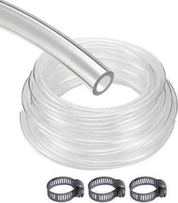 ESEKSAFAR 2 Meter Transparent Gas Pipe with 3 Clamps for Home, Restaurants etc. Internal Pipe Diameter size 8mm Hose Pipe(200 cm)