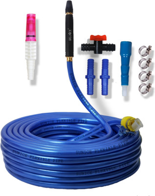 SUNICE 20 Meter Metallic Blue Hose Pipe & Black Spray Set (Diameter:12 mm,½’’,0.5 Inch) Car Washing High Pressure Spray gun leak Proof Universal tap Adapter Premium Hose Pipe(2000 cm)