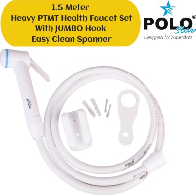 POLOSTAR Health Faucet Jet Spray Heavy PTMT GUN 1.5 MTR Free Flow Flexible Hose Pipe Heavy Jumbo Hook Easy Cleaning Spanner Bathroom Toilet Use Hand Spray Set of 1 Hose Pipe(150 cm)