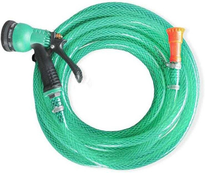 RAMA PIPE 1/2 inch 20 Meter (63FT) 3 Layered Braided Hose with spray nozzle 3 layered heavy duty braided hose garden pipe Comes with adoptor and clips Hose Pipe(20 m)