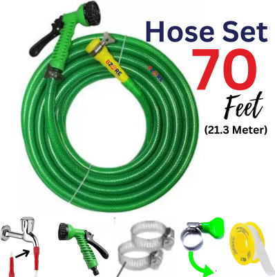Bzore Braided_MagicGun-70 Premium Braided Hose set with Durable multi flow spray gun Hose Pipe(2100 cm)