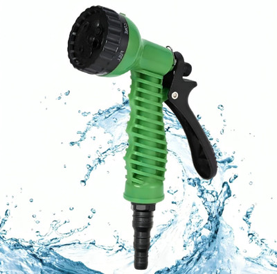 Episkey Garden Hose 7 Pattern High Pressure Garden Hose Nozzle Water Spray Gun With Leak Proof 2 Pcs Metal Grip Lock Gardening Washing Gun (7_5_GUN) for Hose Pipe(0.15 m)