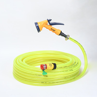 UGAOO Super Braided Green Water Hose PVC Pipe with Leak-Proof Tap Adaptor Heavy Duty Pipe for Garden, Home and Car Washing (5 Mode Spray, 10m) Hose Pipe(10 m)