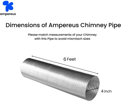 AMPEREUS CP1 AMPEREUS 4 inch Chimney Pipe Aluminum Duct with Length of 6 Feet Hose Pipe Hose Pipe(1.8288 m)