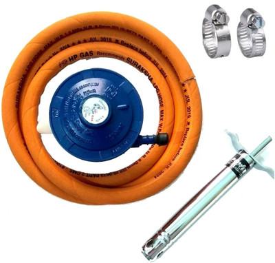 Star R System Original HP gas Suraksha Regulator Zinc Alloy Hose Pipe(1.5 m)