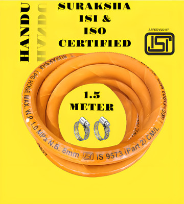 Handu 1.5 Meter ISI & ISO CERTIFIED Gas Pipe Sup Suraksha Fine Quality cm-150/Foot-4.9 Hose Pipe(1.5 m)