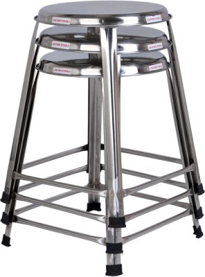 lifetimestools Round Stainless Steel Stools Pack of 3 Height 18 inch Multipurpose Hospital Food Stool(Steel)