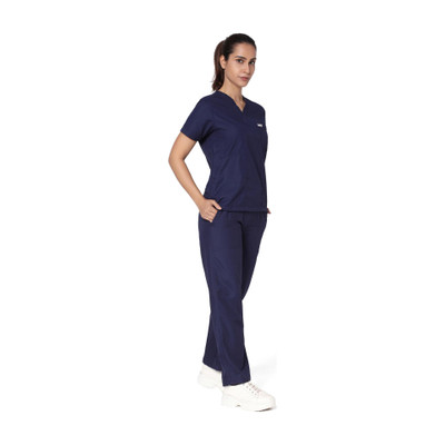 KNYA Classic Women's New Gen Scrubs Pant, Shirt Hospital Scrub(Navy Blue XL)