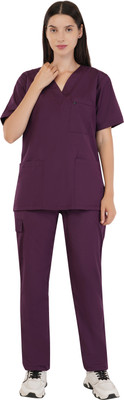 PRAGATI TRENDS Elite Unisex Scrub Suit | Pants & Shirts Hospital Scrubs | Gown Hospital Scrub(WINE L)