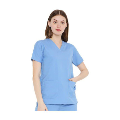 PYC Gilrs Scrub suit_Sky Blue_L Shirt, Pant Hospital Scrub(Sky Blue L)