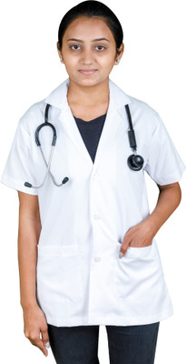 LATHIYA UNIFORM DOCTER COAT HALF 002 Shirt Hospital Scrub(WHITE M)