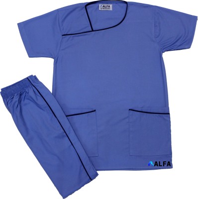 ALFA Zeal Scrub Suit Shirt, Pant Hospital Scrub(Sky Blue L)