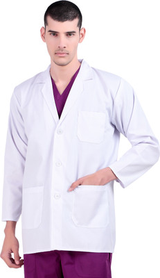MediMarche Men's Lab Coat for Doctors & Medical Students | Cotton Apron with 3 Pockets Gown Hospital Scrub(White M)