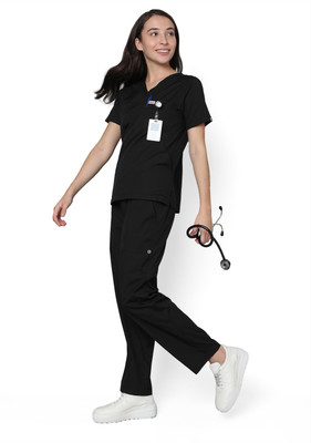 KNYA Women Scrub Suit | Pant, Shirt Hospital Scrub(Black S)