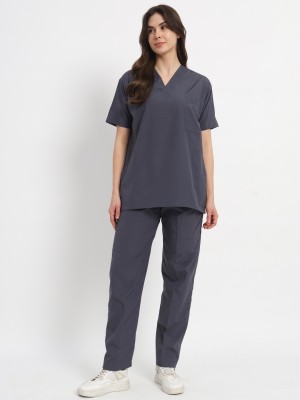 LATHIYA UNIFORM SCRUB SUIT HALF D.GRAY Shirt, Pant Hospital Scrub(DARK GRAY L)