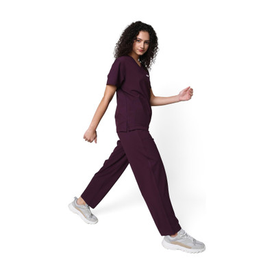 Knya med Ecoflex Women's New Gen Scrubs Shirt, Pant Hospital Scrub(Wine XS)