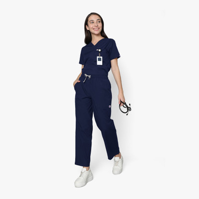 KNYA Classic Women's New Gen Scrubs Pant, Shirt Hospital Scrub(Navy Blue XS)