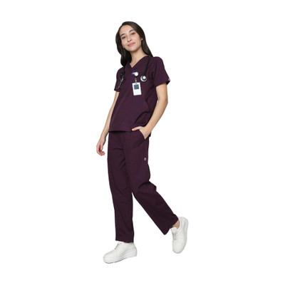 KNYA Women's Scrub Suit Pant, Shirt Hospital Scrub(Wine M)