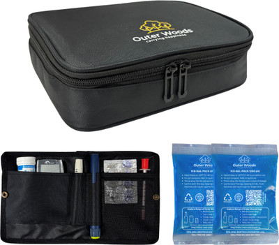 Outer Woods 12+ Hours Cooling Insulin Cooler Bag Plus Pack(Black)