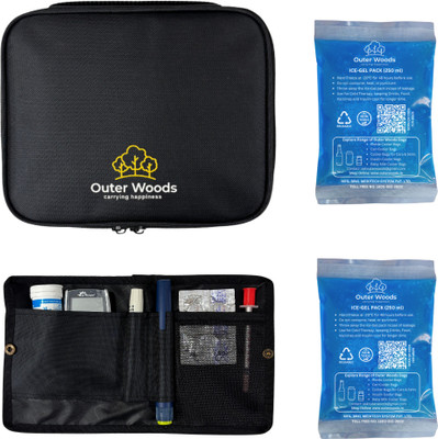 Outer Woods 12+ Hours Cooling Insulin Cooler Bag Plus Pack(Black)