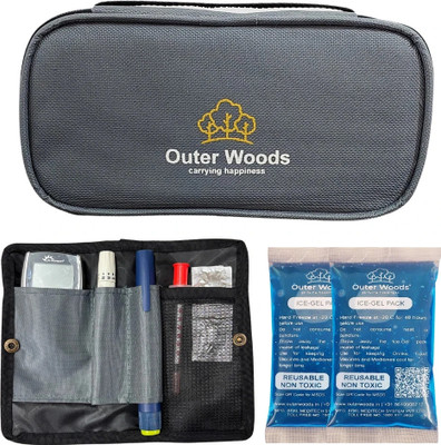 Outer Woods OW-12 Grey Insulin Cooler Bag with 2 Units Ice Gel Packs Pack(Grey)