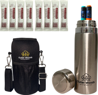 Outer Woods Insulin Cooler Bottle Case - Medium - 24 Hours Cooling With 8 Mini Ice Gel Packs and Bottle Cover Pack(Silver)