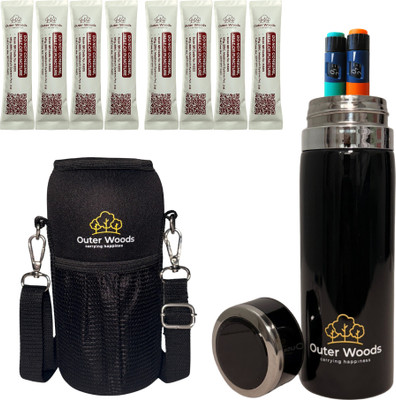 Outer Woods Insulin Cooler Bottle Case - Medium - 24 Hours Cooling With 8 Mini Ice Gel Packs and Bottle Cover Pack(Black)