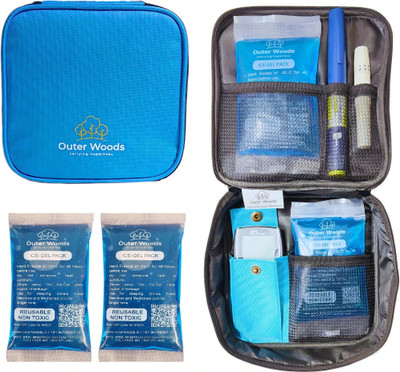 Outer Woods OW-15 Sky Blue Insulin Cooler Bag with Glucometer Pocket, 2 Ice Gel Packs, 6 to 8 Hours Cooling Pack(Sky Blue)
