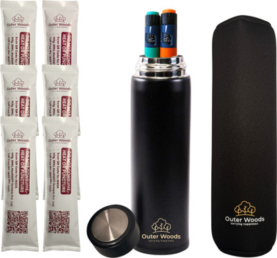 Outer Woods Insulin Cooler Bottle Case with 24 Hours Cooling Insulin Cooler Bottle with 6 Units of Ice Gel Packs and Outer Cover Pack(Black)