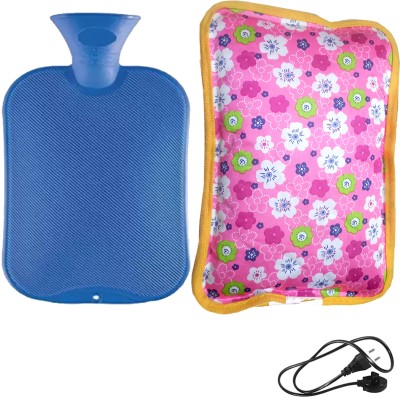 CRETO Buy 1 Non Electric Rubber Pad Get 1 Rechargeable Gel Filled Electric 1 L Hot Water Bag(Multicolor)