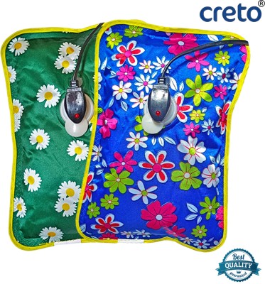 CRETO Pack of 2 Winter Special Filled Gel Electric 1 L Hot Water Bag(Multicolor)