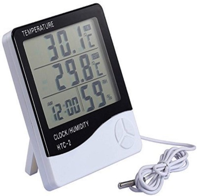 OSR MEDPLUS Digital Hygrometer Humidity Meter / Clock LCD display Thermometer (White) Hydrometer