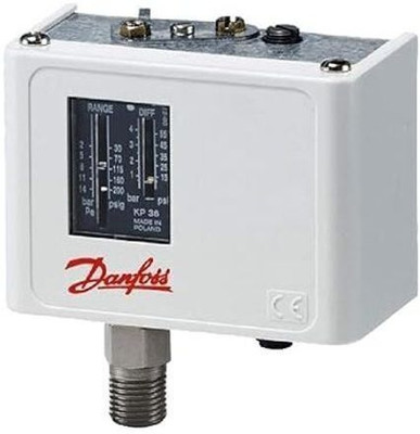 TECHNO Danfoss KP-35 Pressure Switch, R:-0.2 to 7.5 BAR, D:0.7 to 4 BAR, IP 30 Hydrometer
