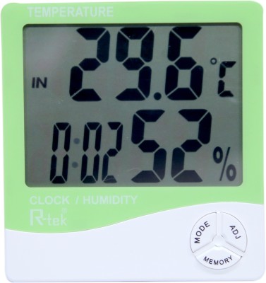 R-tek Digital Hygrometer Thermometer Humidity Meter With Clock LCD Display (RTEK-1) Hydrometer