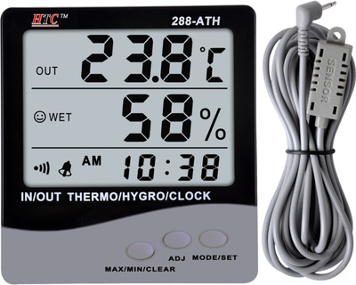 HTY HTC-288-ATH Indoor-Outdoor Thermo / Hygrometer Clock large 3 line LCD display Hydrometer
