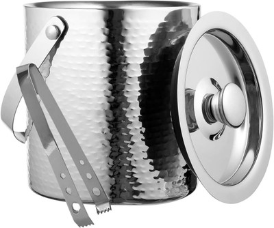 SR GLOBAL 1.5 L Steel Hammered Mirror Finish Ice Bucket(Steel)