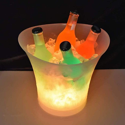 HUEX 5 L Plastic LED Ice Bucket, 5L Capacity Wine Drink Containers with Multi Colors Changing Ice Bucket(White)